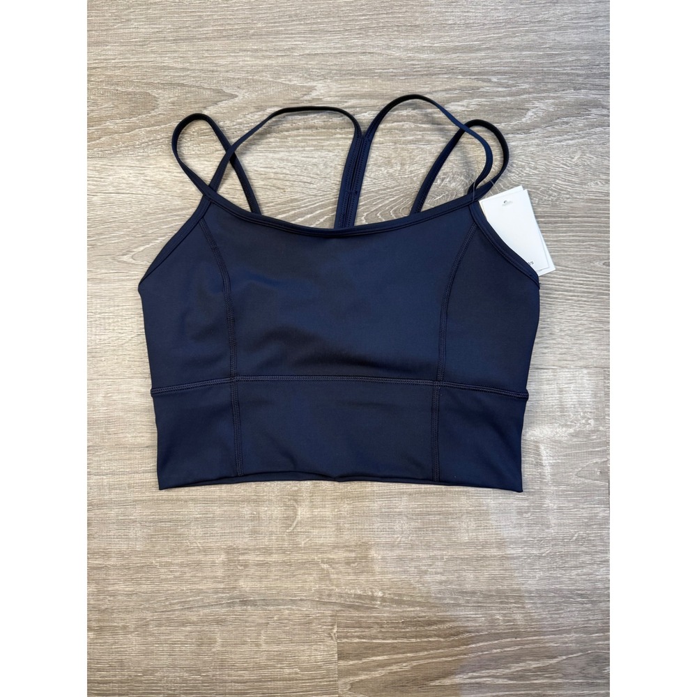 Halfdays Womens Navy Blue Strappy Hattie crop top Sports Bra Small